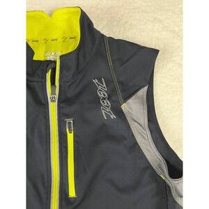 Zoot‎ Ultra Mens Black Neon Yellow Sleeveless Cycling Vest Full Zip Size M